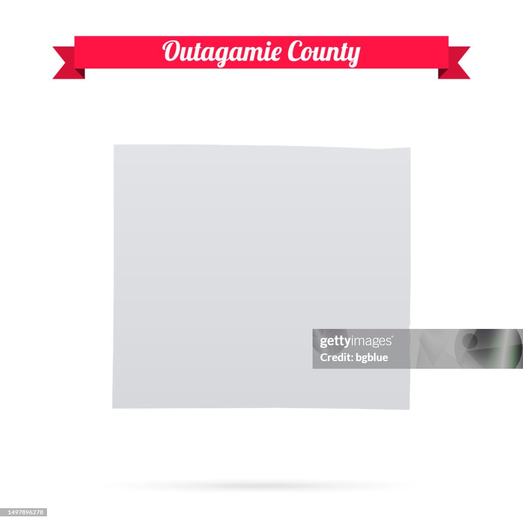 Outagamie County, Wisconsin. Map on white background with red banner