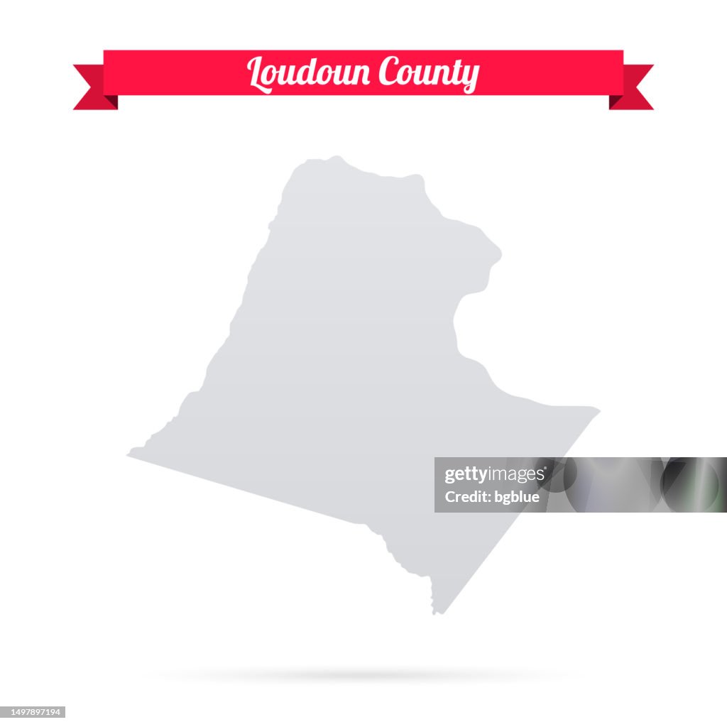 Loudoun County, Virginia. Map on white background with red banner