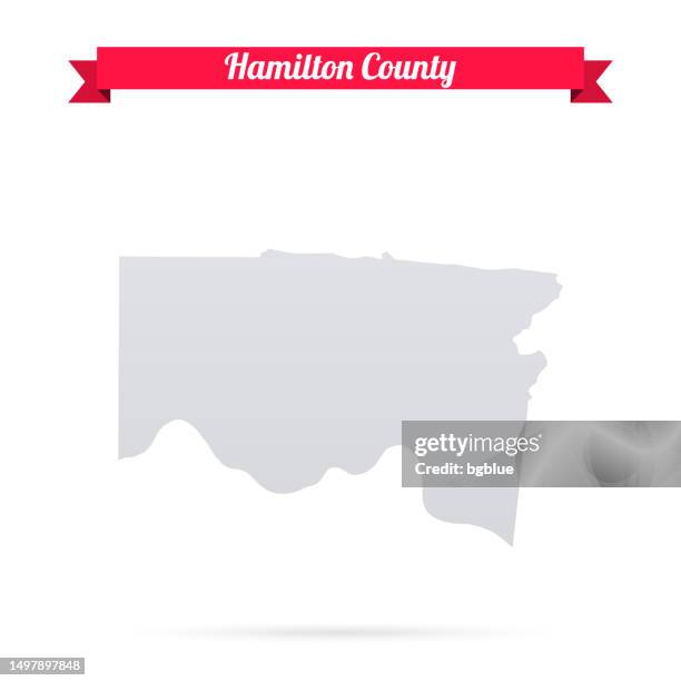 hamilton county, ohio. map on white background with red banner - cincinnati map stock illustrations