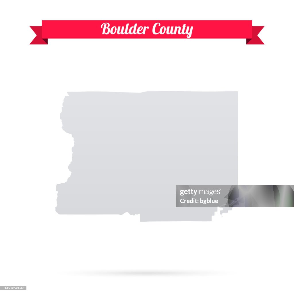 Boulder County, Colorado. Map on white background with red banner