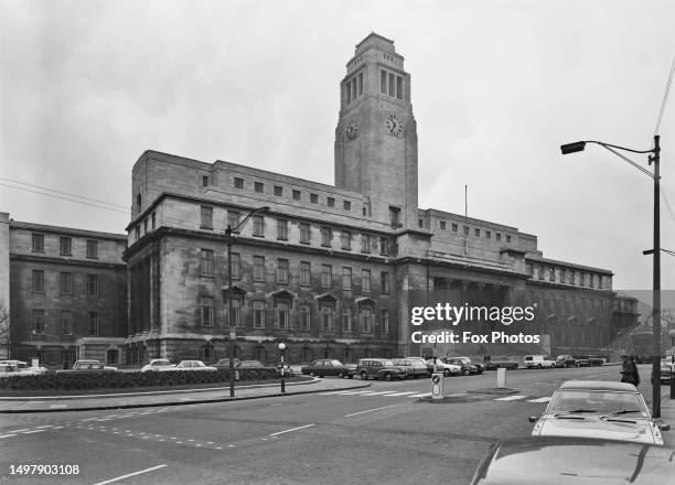 Exterior view of the Parkinson Building at the University of Leeds in Leeds, West Yorkshire, England, 14th April 1971. The Greek Revival-style...