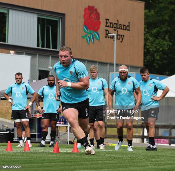 Sam Underhill sprints during the England training session held at Pennyhill Park on June 12, 2023 in Bagshot, England.
