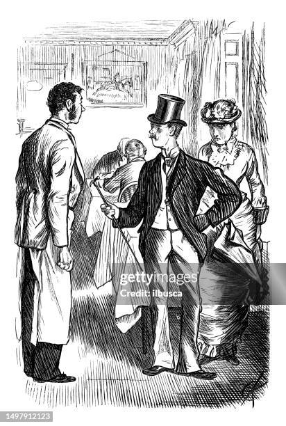 british satire caricature comic cartoon illustration - complaining stock illustrations