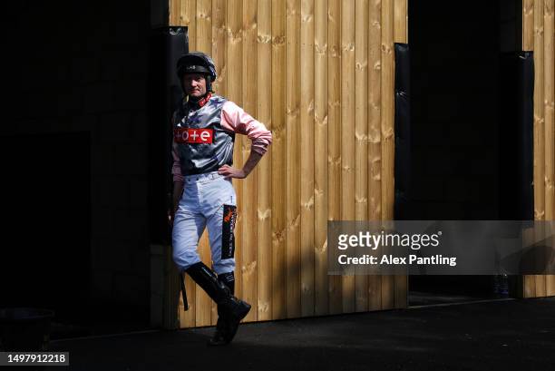 William Carson prepares to ride Break The Spell in The Follow @attheraces On Twitter Restricted Novice Stakes at Lingfield Park on June 12, 2023 in...