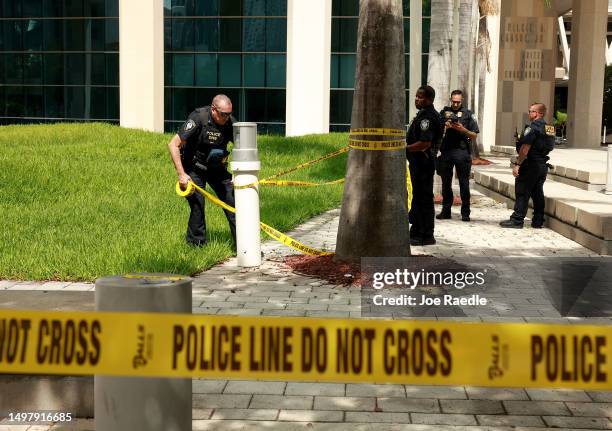 Department of Homeland Security police place, 'police line do not cross', tape in front of the Wilkie D. Ferguson Jr. United States Federal...