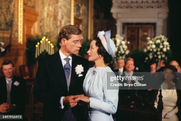 British actor Anthony Andrews plays King Edward VIII and British actress Jane Seymour plays Wallis Simpson while filming 'The Woman He Loved',...