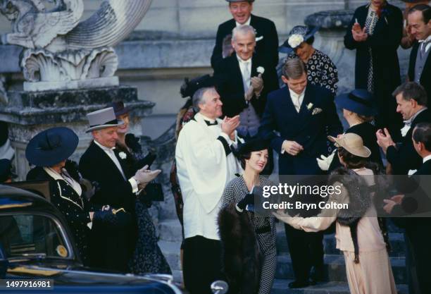 British actor Anthony Andrews plays King Edward VIII and British actress Jane Seymour plays Wallis Simpson while filming The Woman He Loved produced...