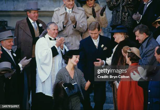 British actor Anthony Andrews plays King Edward VIII and British actress Jane Seymour plays Wallis Simpson while filming 'The Woman He Loved',...