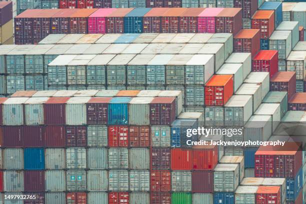 hong kong container port - shipyard aerial stock pictures, royalty-free photos & images