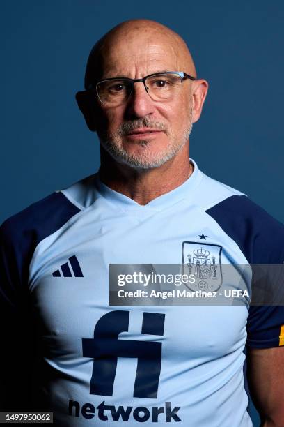 Head coach Luis de la Fuente of Spain poses for a portrait during the Spain Finalists Access Day - UEFA Nations League Finals 2022/23 at Ciudad del...