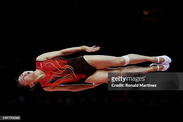 Wenna He of China competes in the Trampoline on Day 8 of the London 2012 Olympic Games at North Greenwich Arena on August 4, 2012 in London, England.
