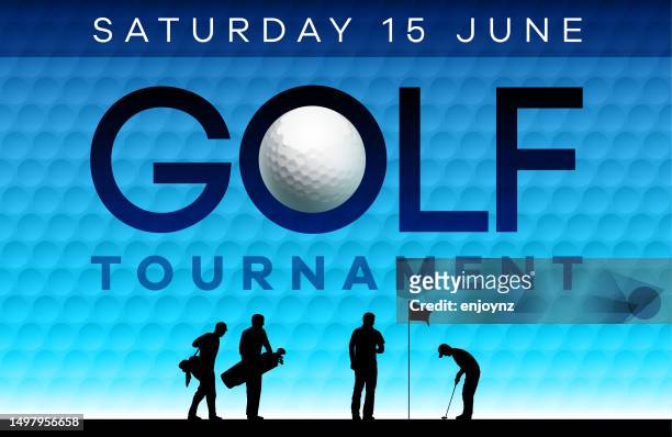 blue golf tournament poster background - golf tournament stock illustrations