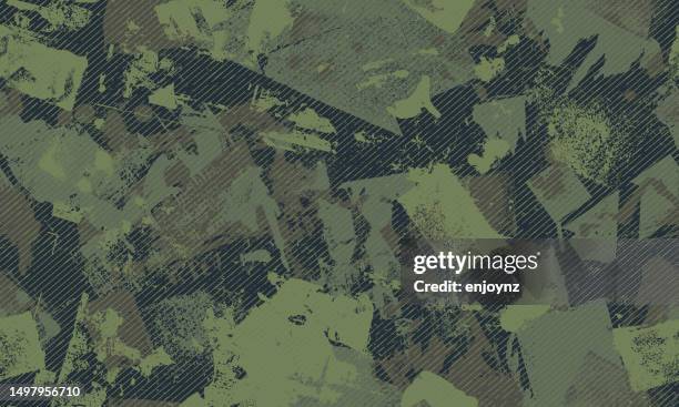 seamless camo grunge textures wallpaper background - camouflage stock illustrations