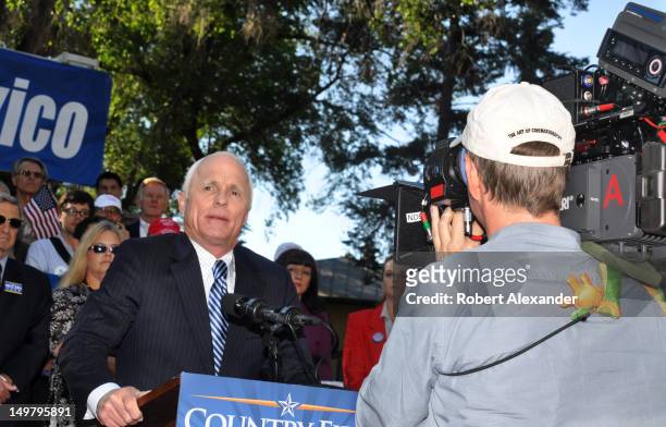 Actor Ed Harris films a scene for the 2012 HBO television movie "Game Change" in Santa Fe, New Mexico. Harris portrayed 2008 Republican presidental...