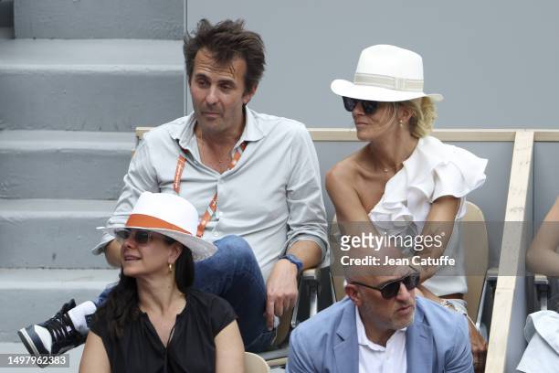 Yannick Bollore and Chloe Bouygues attend the 2023 French Open at Roland Garros on June 11, 2023 in Paris, France.