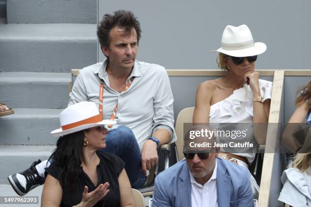 Yannick Bollore and Chloe Bouygues attend the 2023 French Open at Roland Garros on June 11, 2023 in Paris, France.