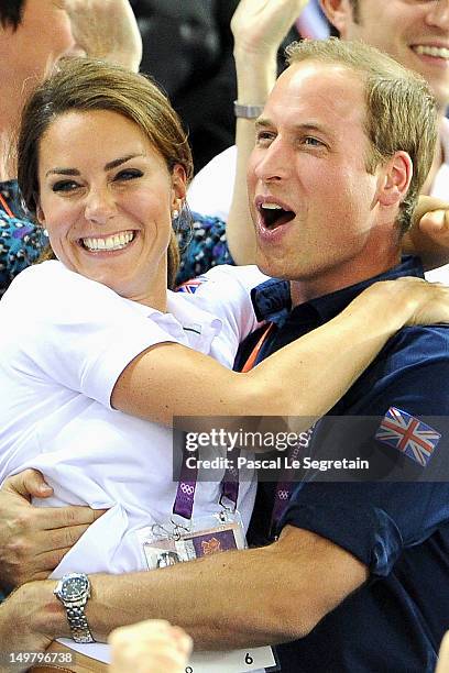 Catherine, Duchess of Cambridge and Prince William, Duke of Cambridge during Day 6 of the London 2012 Olympic Games at Velodrome on August 2, 2012 in...