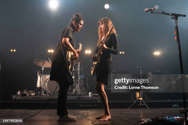 Jenny Lee Lindberg and Emily Kokal of Warpaint perform during Christine & The Queens' Meltdown Festival at The Royal Festival Hall on June 12, 2023...