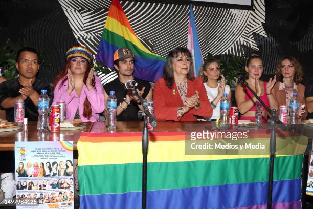 Medio Metro', Dulce Gipsy, Sian Chiong, Libertad Palomo, Marion Lanz-Duret, Gabriela Carrillo and Gabriela Spanic attend a press conference for the...