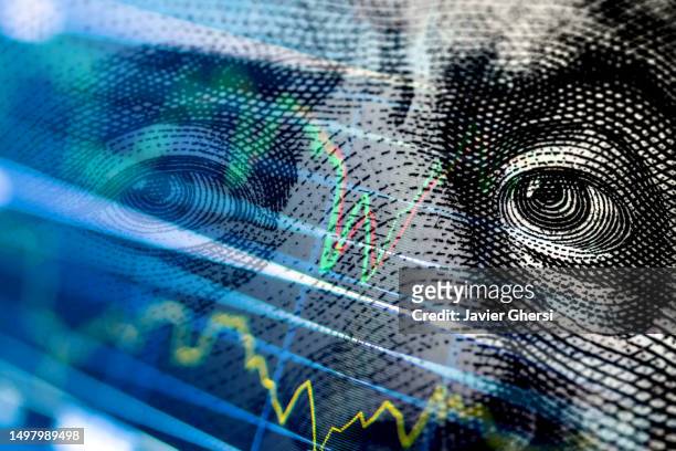 cash dollar bill and stock market indicators - chicago board of trade stock pictures, royalty-free photos & images