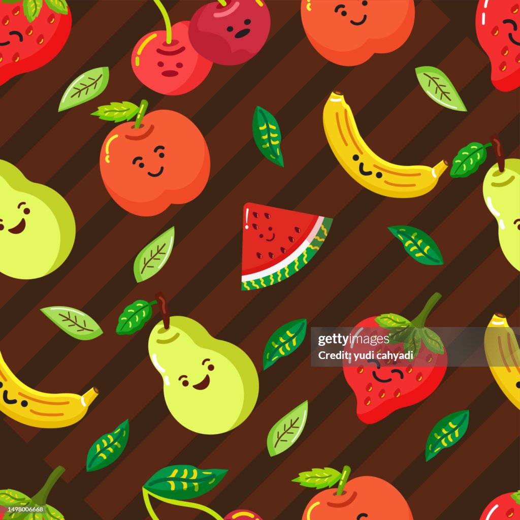 Kawaii frucht muster hintergrund
