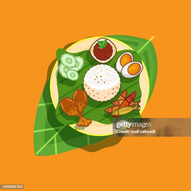 nasi lemak food illustration - nasi lemak stock illustrations