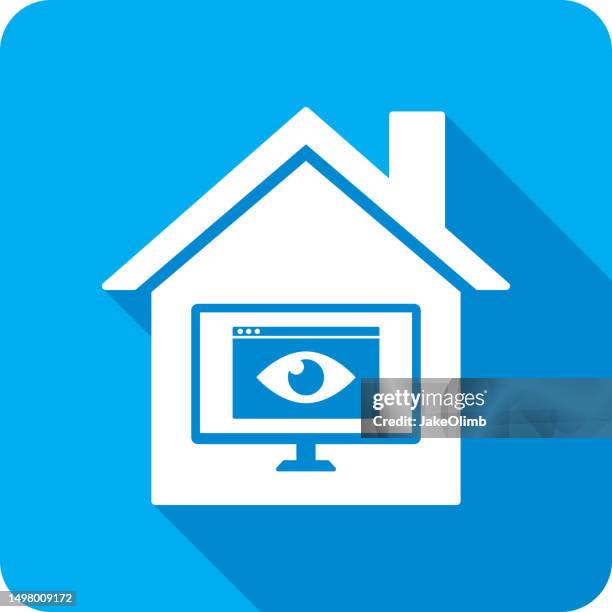 house spyware icon silhouette - neighborhood crime watch stock illustrations