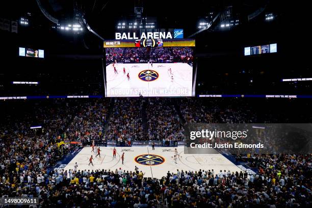 General view during the first quarter in Game Five of the 2023 NBA Finals between the Denver Nuggets and the Miami Heat at Ball Arena on June 12,...