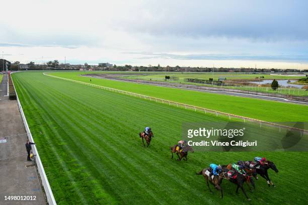 General view during jump-outs at Caulfield Racecourse on June 13, 2023 in Melbourne, Australia. Caulfield resumes at the end of the month as it has...