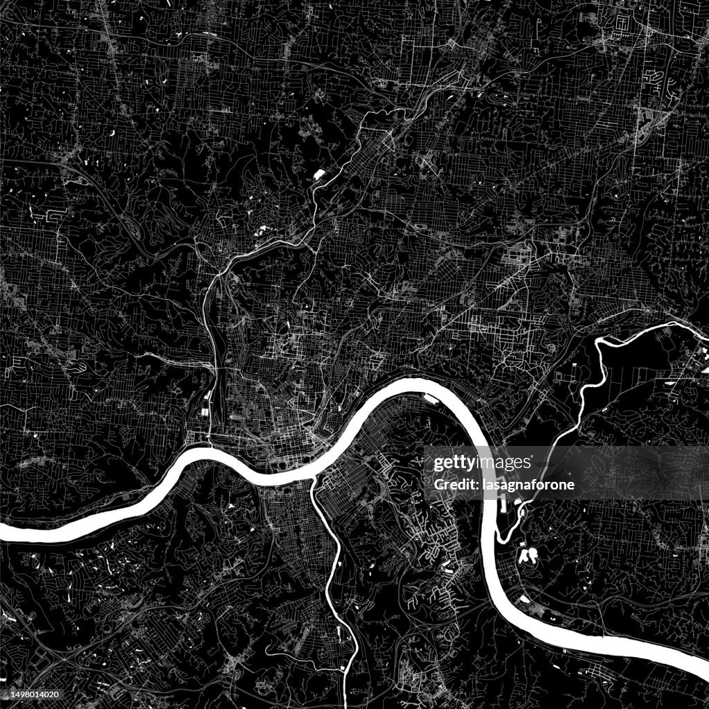 Cincinnati, Ohio, USA Vector Map