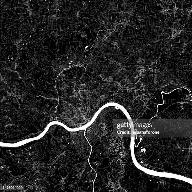 cincinnati, ohio, usa vector map - cincinnati skyline stock illustrations