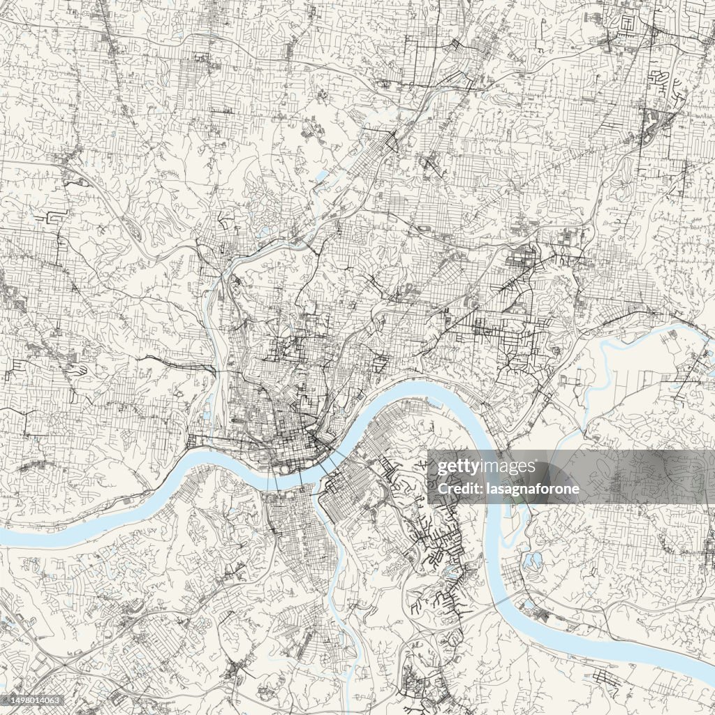 Cincinnati, Ohio, USA Vector Map