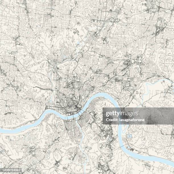 cincinnati, ohio, usa vector map - cincinnati skyline stock illustrations