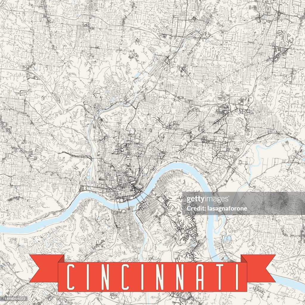 Cincinnati, Ohio, USA Vector Map