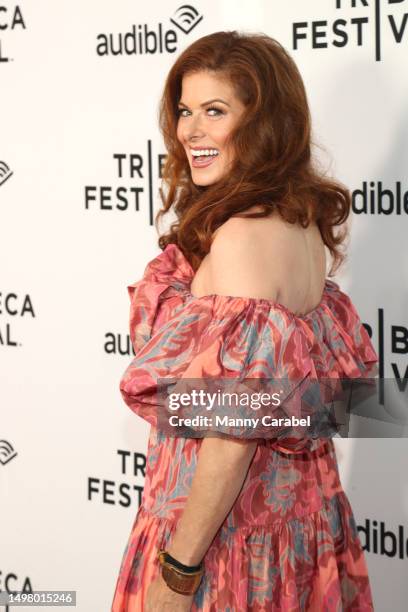 Debra Messing attends the "Just Jack And Will" Live Podcast during the 2023 Tribeca Festival at SVA Theatre on June 12, 2023 in New York City.
