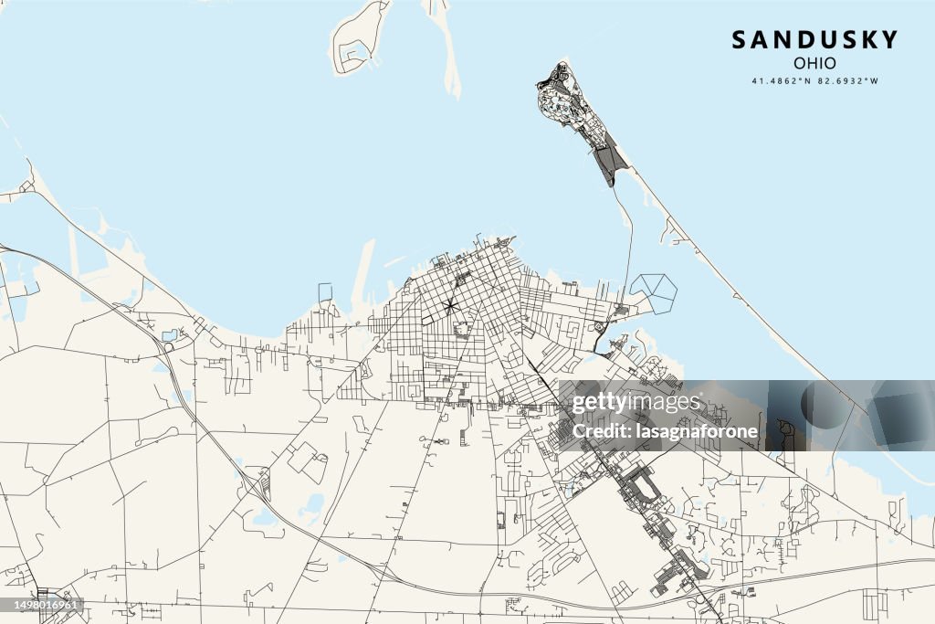 Sandusky, Ohio, USA Vector Map