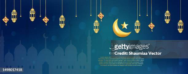 happy eid al adha mubarak banner illustration background design - ramzan mubarak stock illustrations