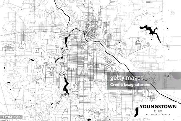 ilustraciones, imágenes clip art, dibujos animados e iconos de stock de youngstown, ohio, usa mapa vectorial - ohio