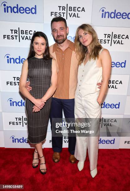 Oona Roche, Micah Stock, and Alexandra Templer attend the "Maggie Moore" premiere during the 2023 Tribeca Festival at Spring Studios on June 12, 2023...