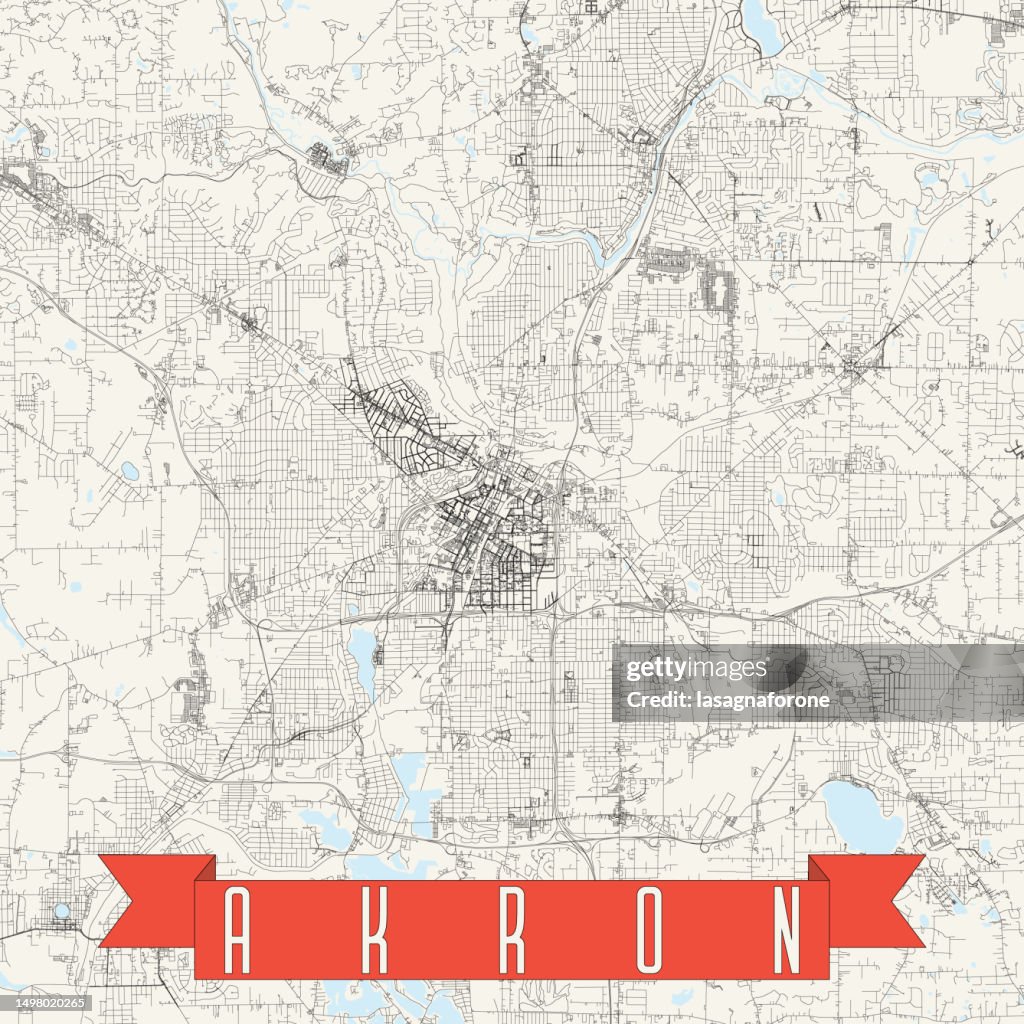 Akron Hi Riser Akron Ohio Usa Vector Map High-Res Vector Graphic - Getty Images