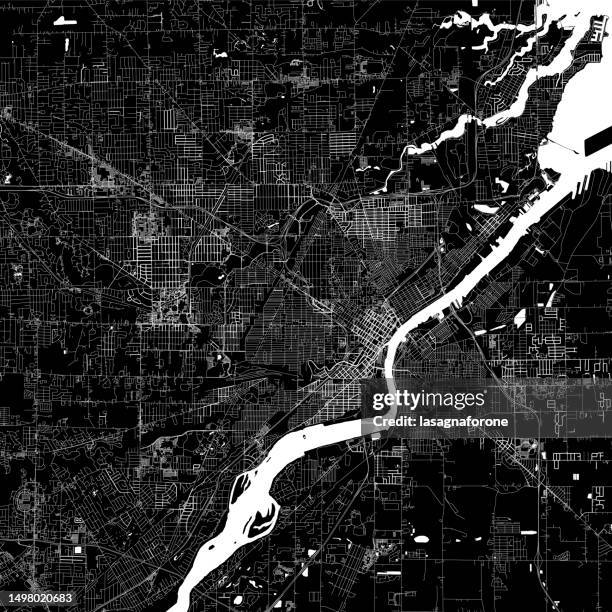 toledo, ohio, usa vector map - toledo ohio skyline stock illustrations