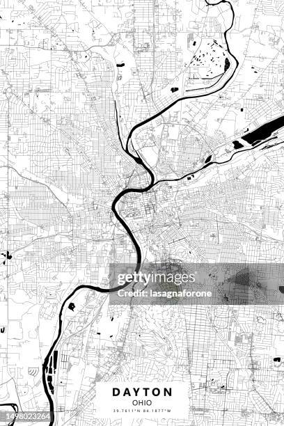dayton, ohio, usa vector map - dayton ohio stock illustrations