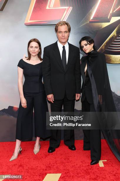 Antje Traue, Michael Shannon and Sasha Calle attend the Los Angeles premiere of Warner Bros. "The Flash" at Ovation Hollywood on June 12, 2023 in...