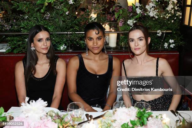 Nina Dobrev, Zazie Beetz, and Zoey Deutch, all wearing CHANEL, attend CHANEL Tribeca Festival Artists Dinner at Balthazar on June 12, 2023 in New...