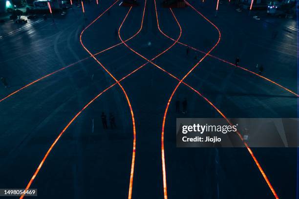 city square at night - nr bend stock pictures, royalty-free photos & images