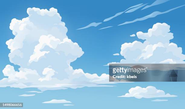 wunderschöne wolkenlandschaft - cumulus stock-grafiken, -clipart, -cartoons und -symbole