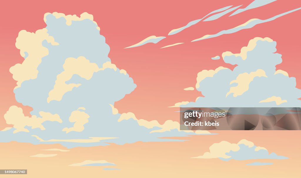 Wolken am orangefarbenen Himmel