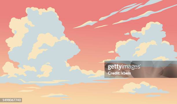 bildbanksillustrationer, clip art samt tecknat material och ikoner med clouds in orange sky - solnedgång