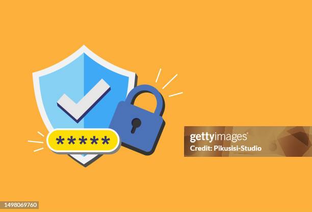 Protection Shield With Check Mark Padlock And Password Safety Cyber ...