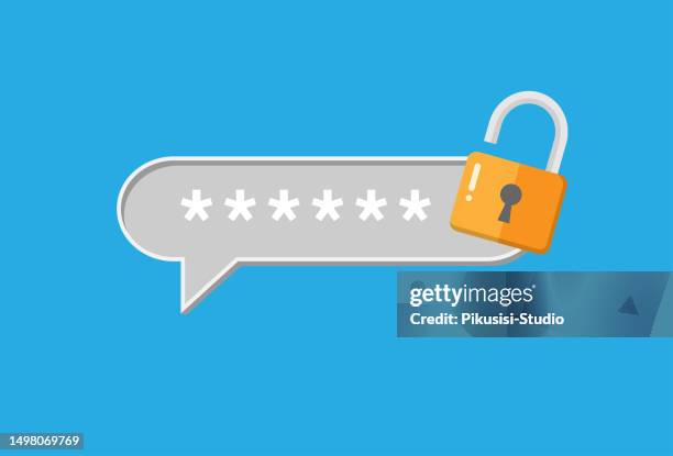 password protected icon and padlock on blue background. password protected secure login concept. safety cyber security, personal data protection and privacy. - login button stock illustrations